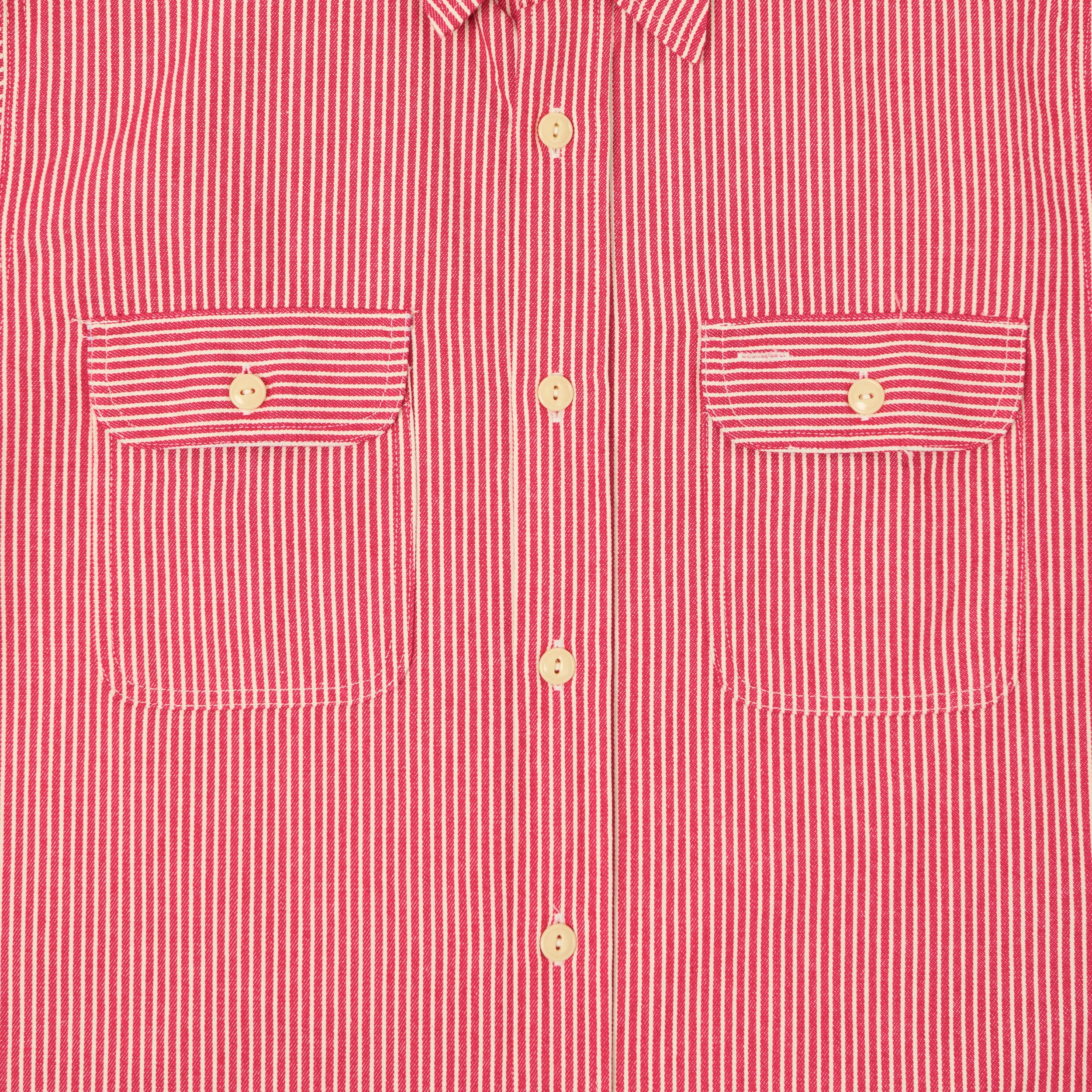 Sugar Cane Short Sleeve Hickory Stripe Work Shirt - Red sold by Son of a Stag product image thumbnail 3