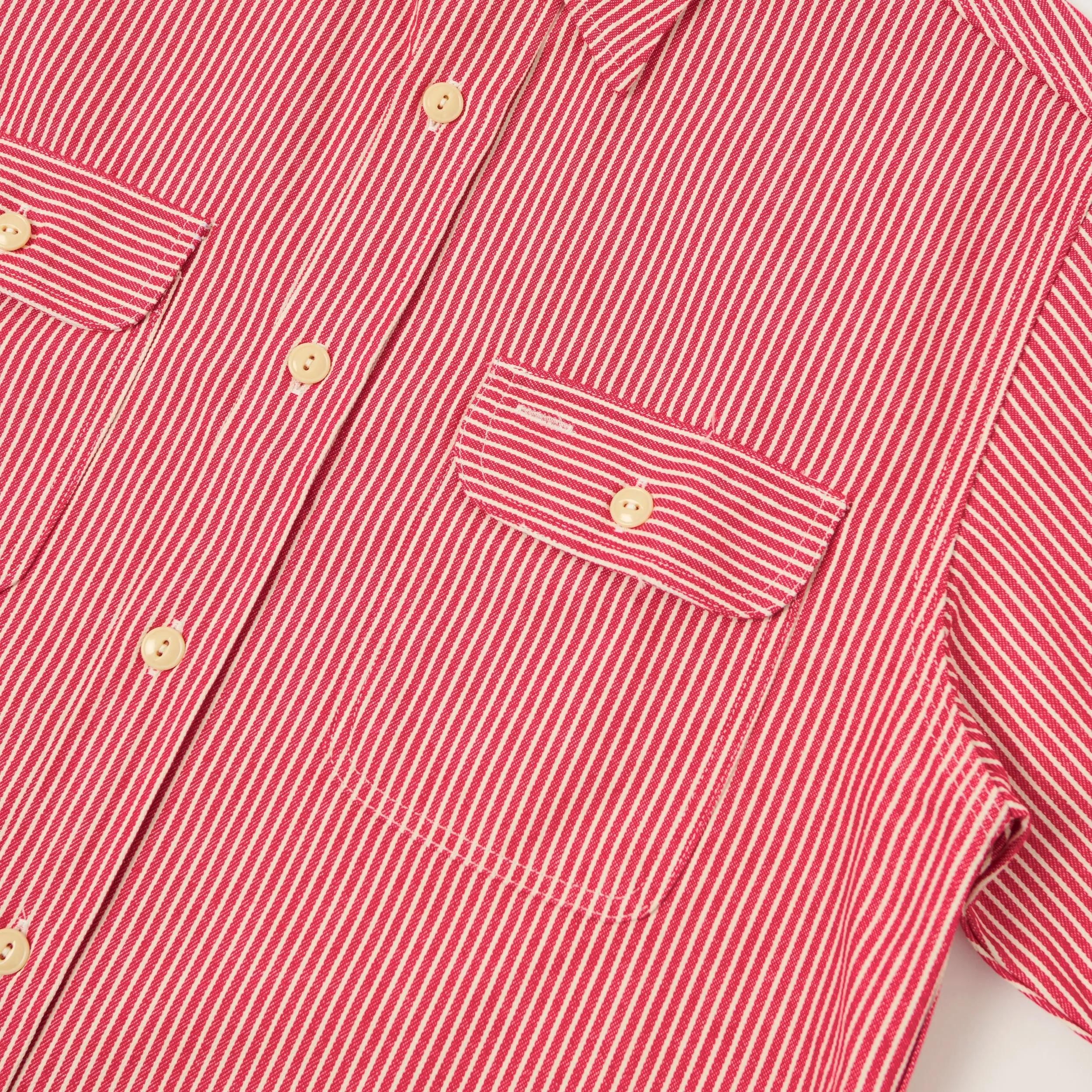Sugar Cane Short Sleeve Hickory Stripe Work Shirt - Red sold by Son of a Stag product image thumbnail 4