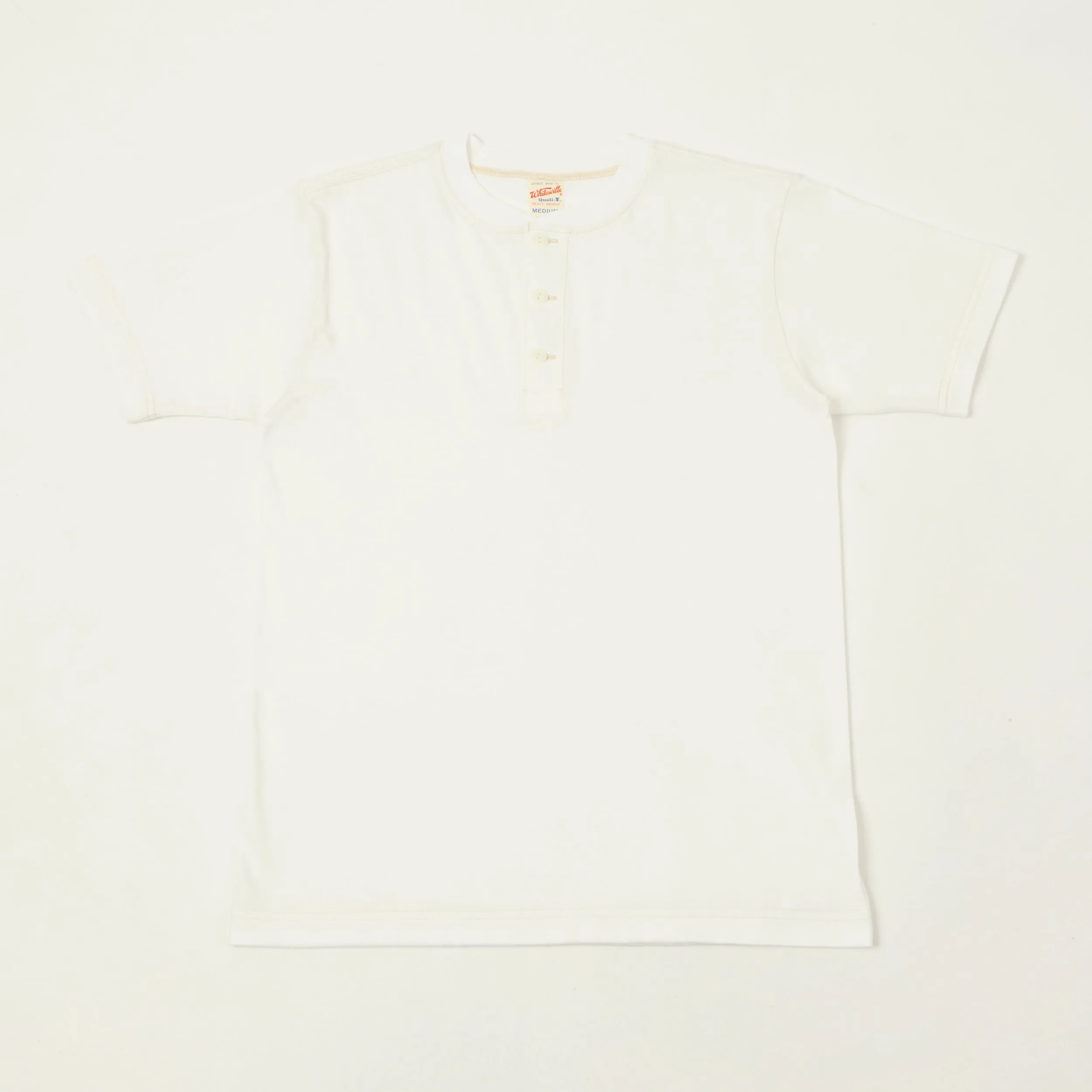 Whitesville Classic Henley T-Shirt - Off White sold by Son of a Stag