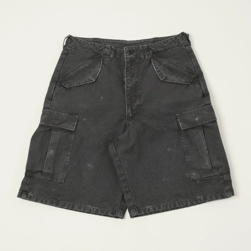 FULLCOUNT 1144 'Vintage Effect' Tent Cloth Field Cargo Shorts - Faded Black made by Full Count