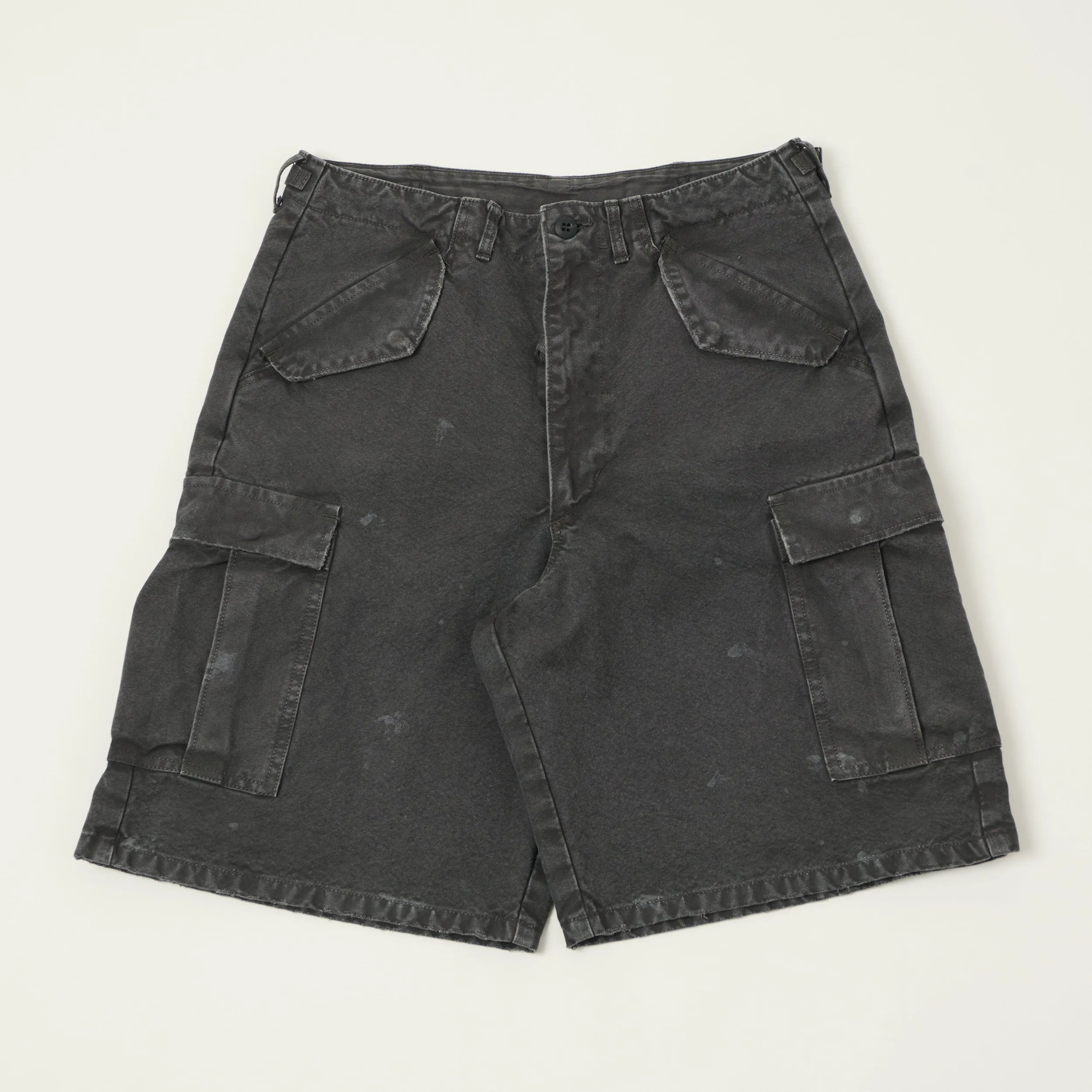 FULLCOUNT 1144 'Vintage Effect' Tent Cloth Field Cargo Shorts - Faded Black sold by Son of a Stag