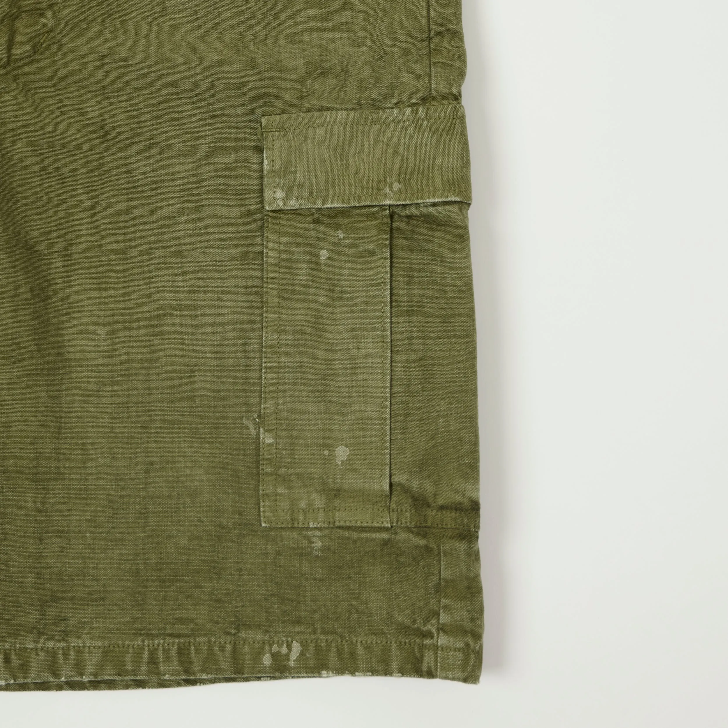 FULLCOUNT 1144 'Vintage Effect' Tent Cloth Field Cargo Shorts - Olive sold by Son of a Stag product image thumbnail 3