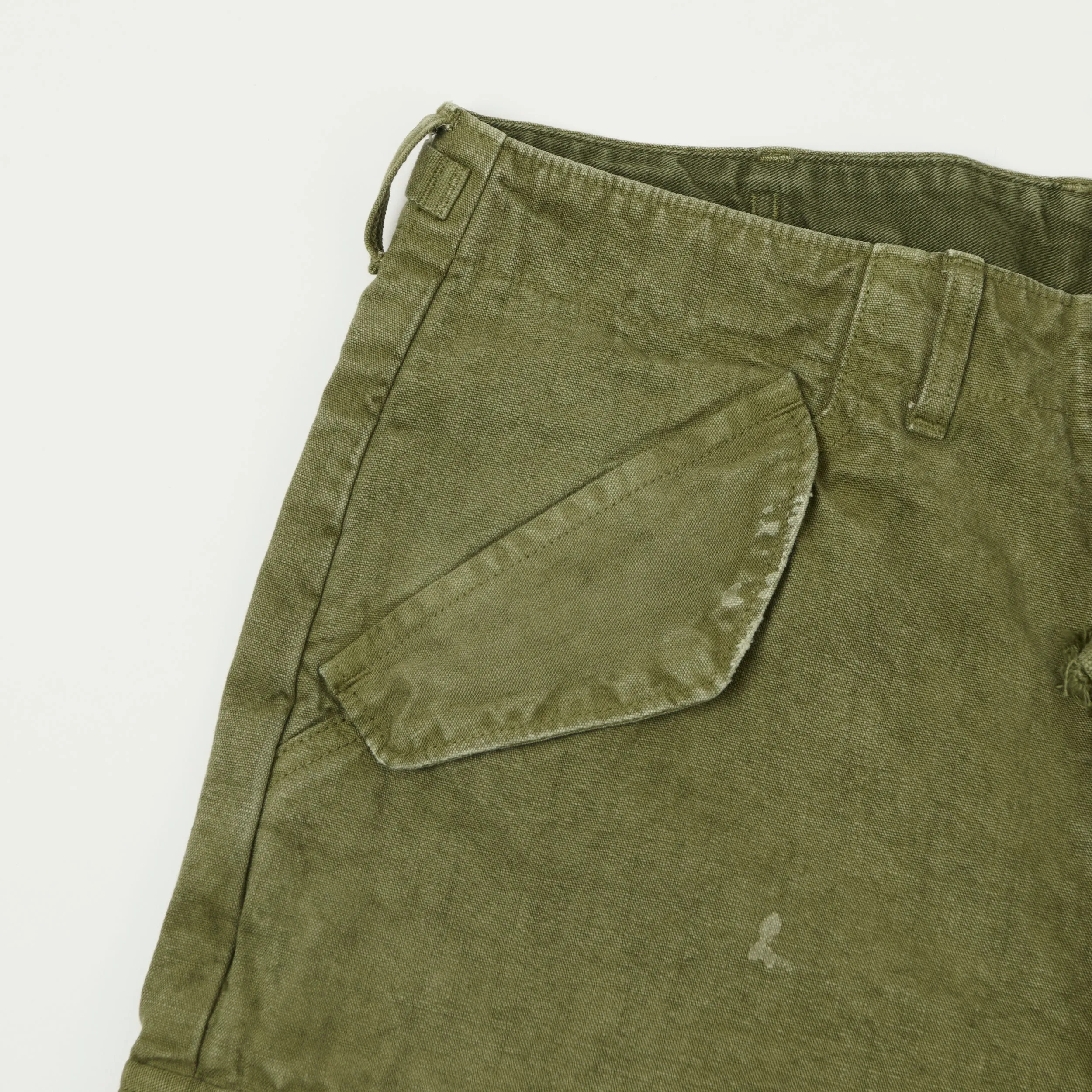FULLCOUNT 1144 'Vintage Effect' Tent Cloth Field Cargo Shorts - Olive sold by Son of a Stag product image thumbnail 5