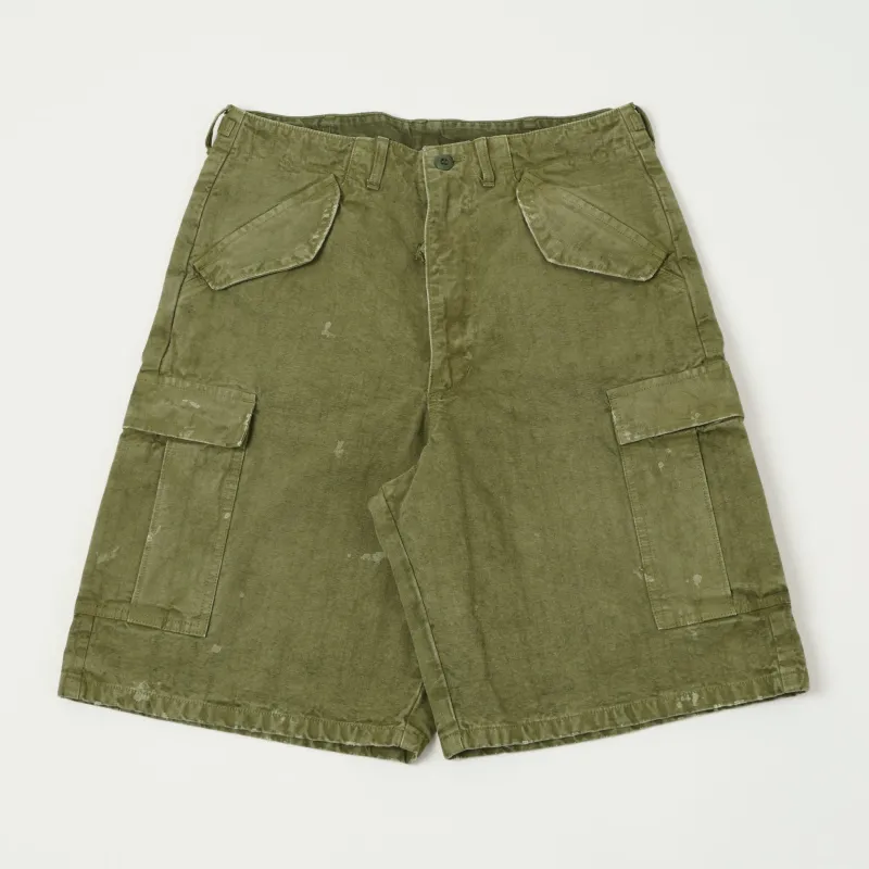 FULLCOUNT 1144 'Vintage Effect' Tent Cloth Field Cargo Shorts - Olive made by Full Count