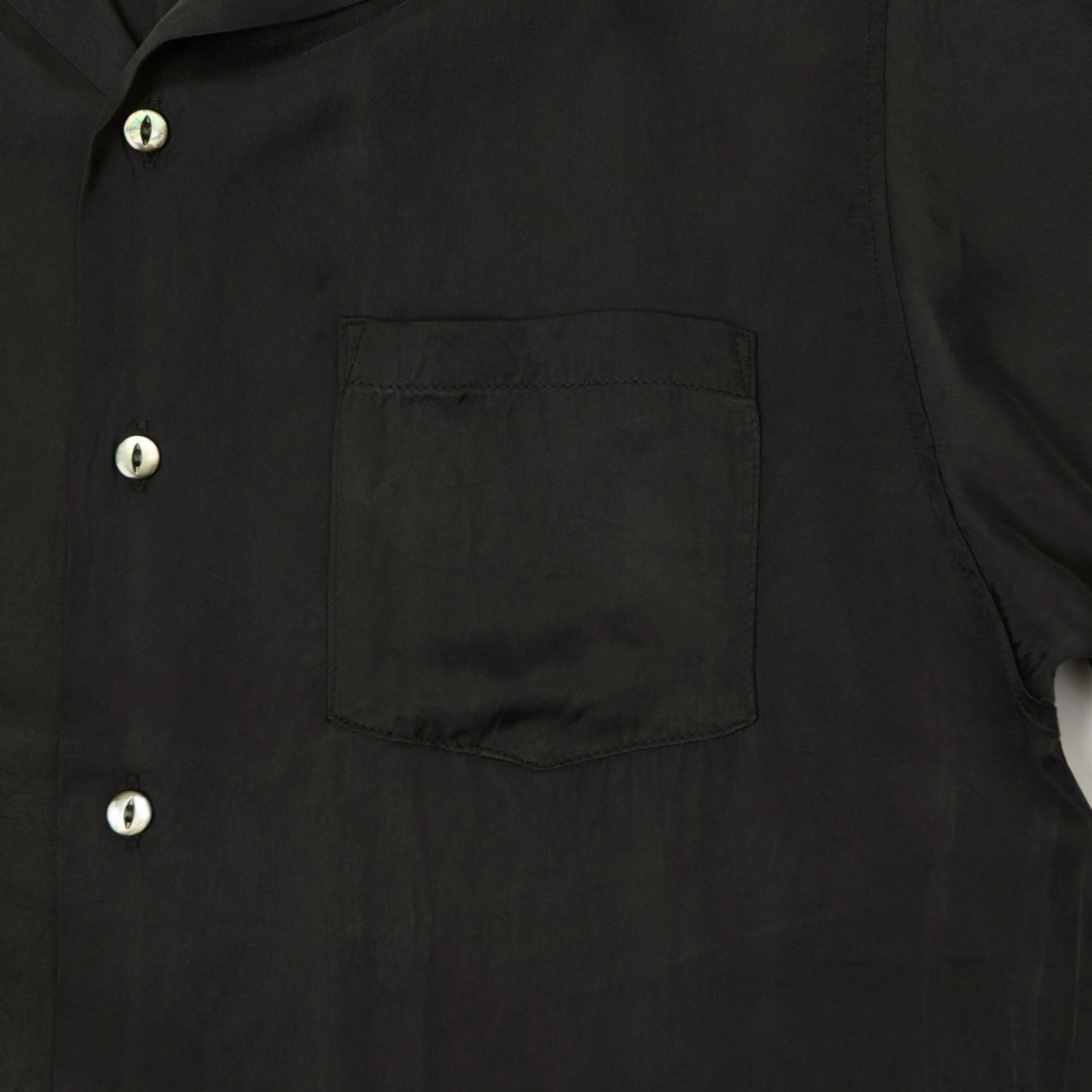 FULLCOUNT 4100 Satin Cupra Open Collar Shirt - Black sold by Son of a Stag product image thumbnail 3