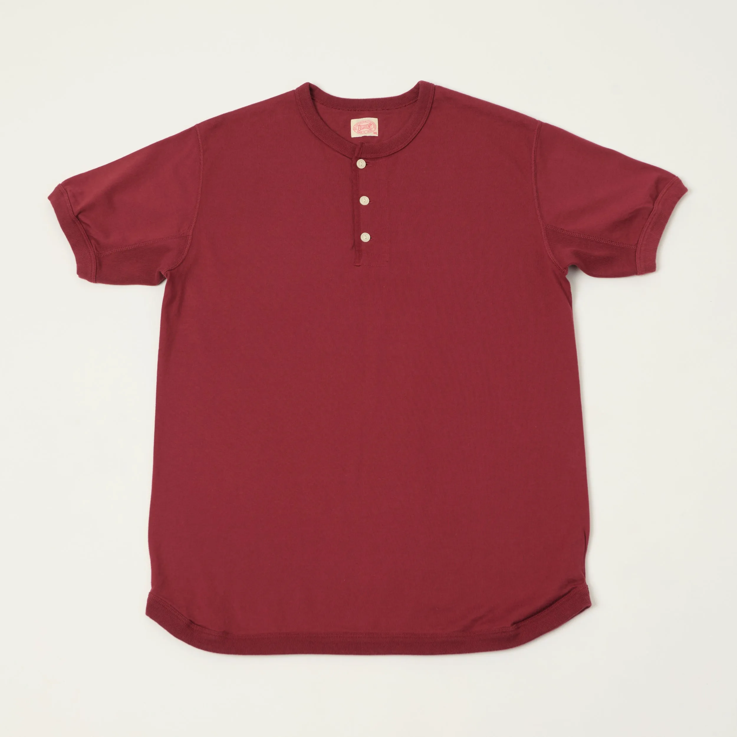 FULLCOUNT 5222H Flat Seam Heavyweight Henley - Burgundy sold by Son of a Stag