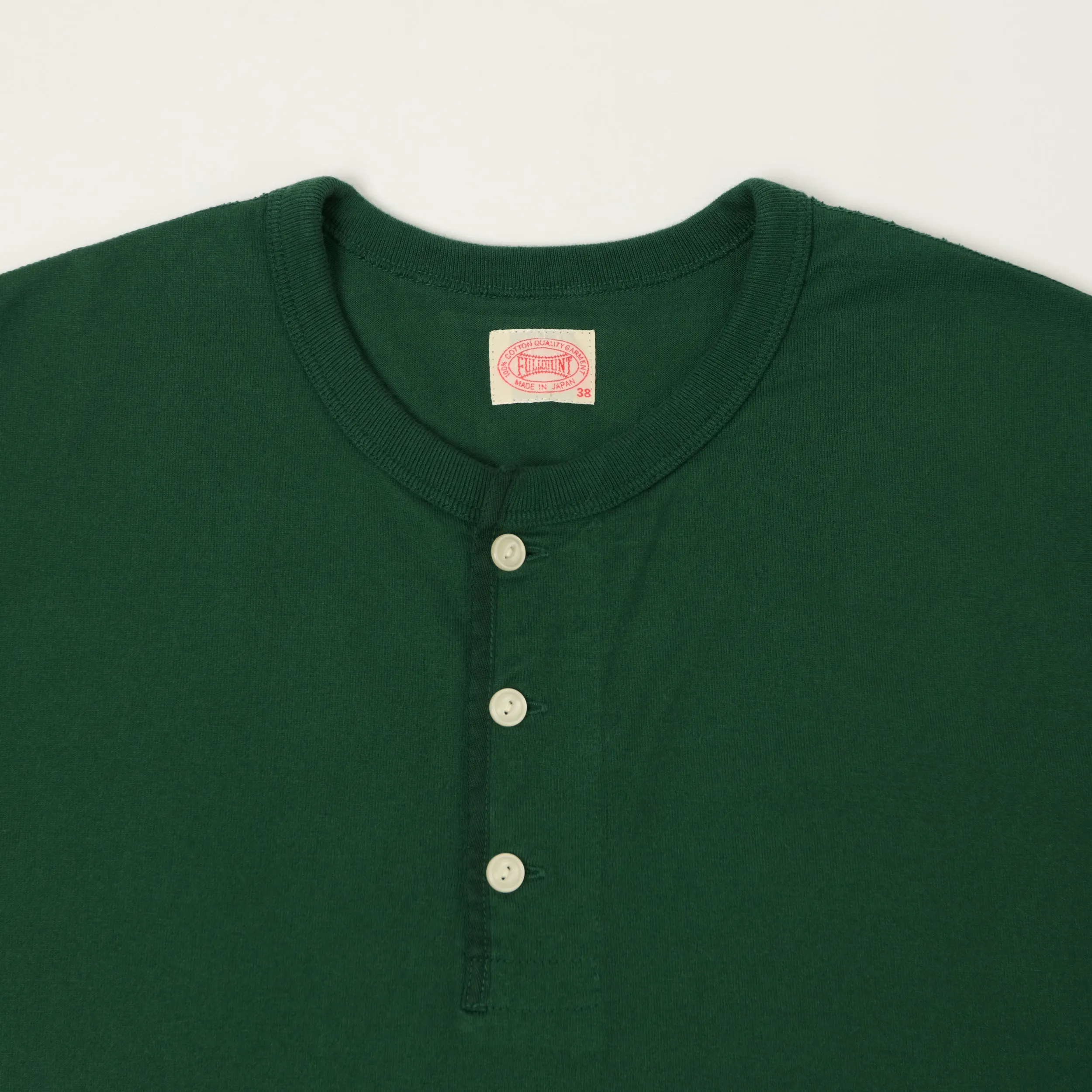FULLCOUNT 5222H Flat Seam Heavyweight Henley - Dark Green sold by Son of a Stag product image thumbnail 2