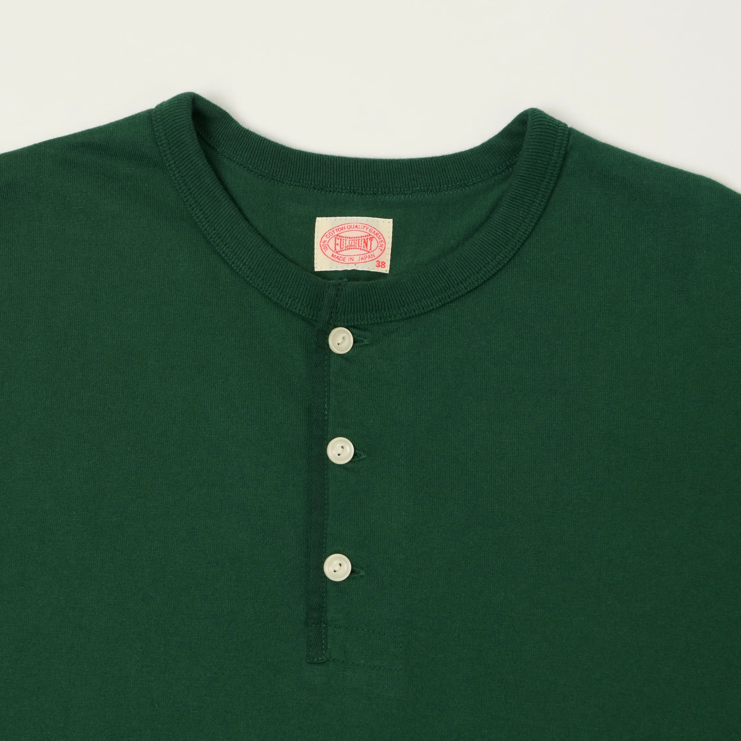 FULLCOUNT 5222LH Flat Seam Heavyweight Henley - Dark Green sold by Son of a Stag product image thumbnail 2