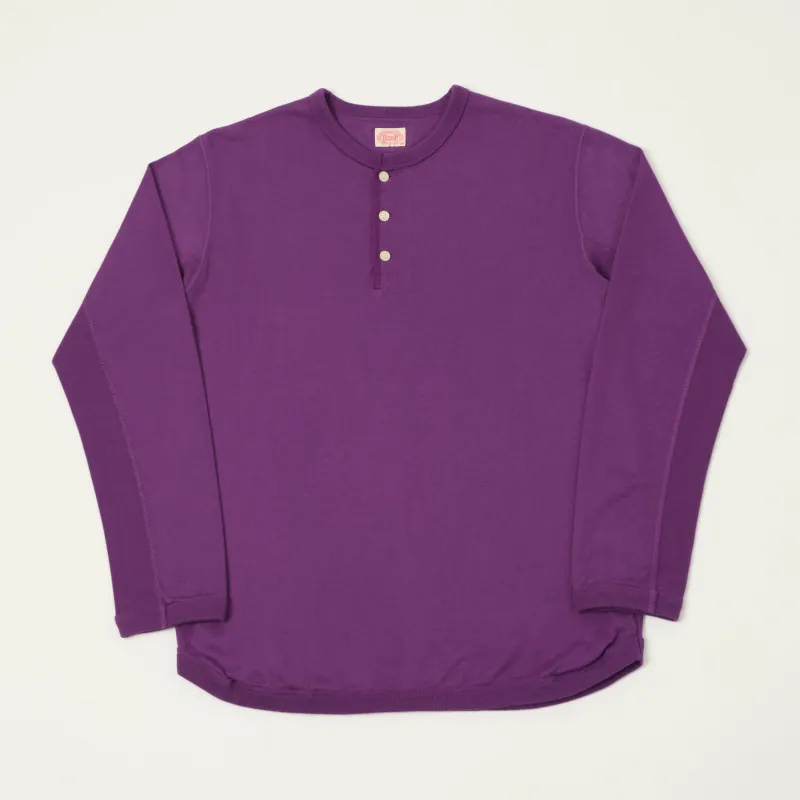 FULLCOUNT 5222LH Flat Seam Heavyweight Henley - Purple made by Full Count