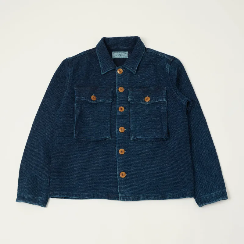 Freenote Cloth 'Midway' Indigo Sashiko Jacket - Rinsed made by Freenote Cloth
