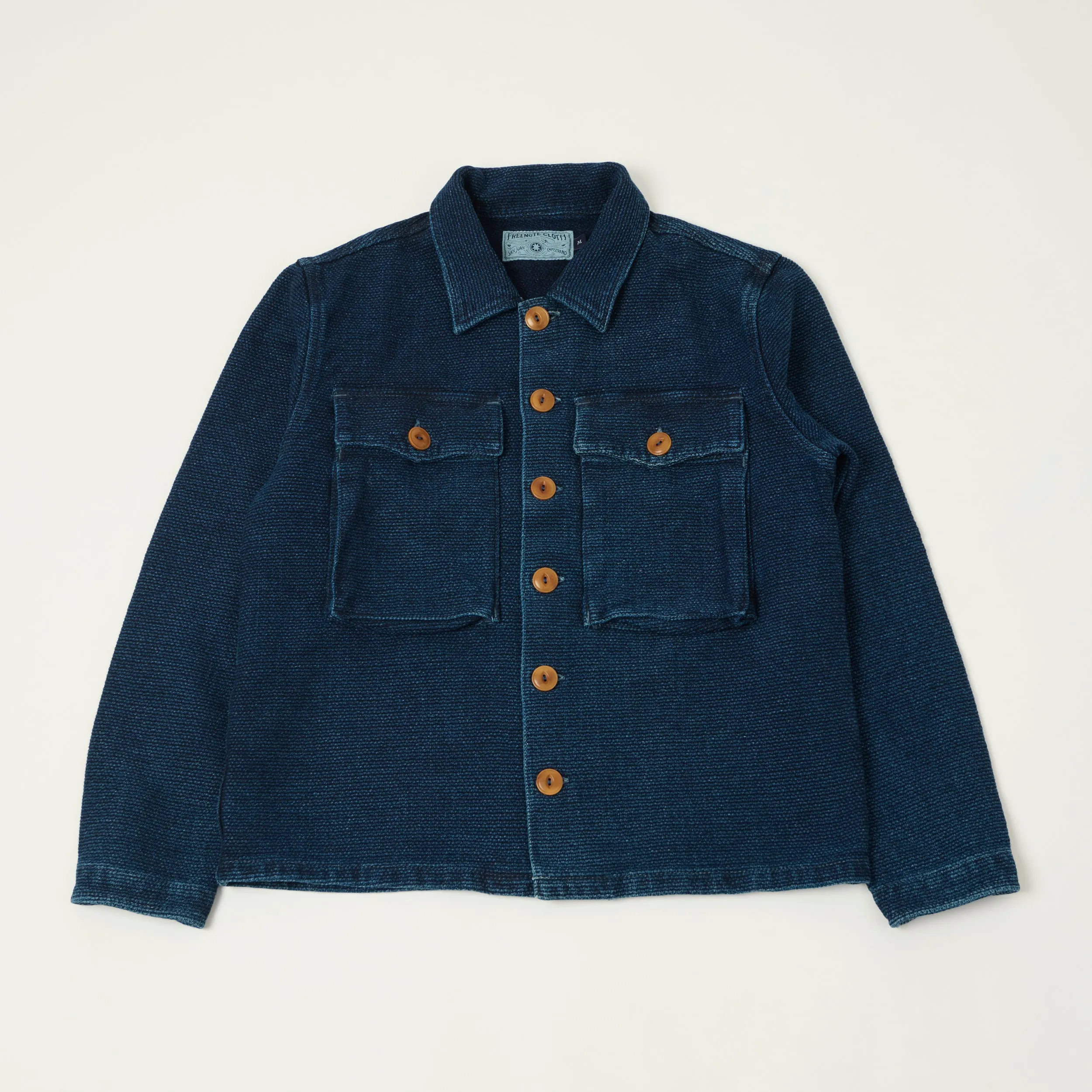 Freenote Cloth 'Midway' Indigo Sashiko Jacket - Rinsed sold by Son of a Stag