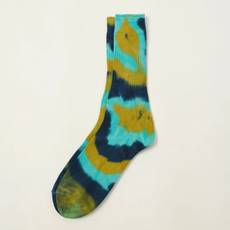 Anonymous Ism Tie Dye Crew Sock - Blue made by Anonymous Ism