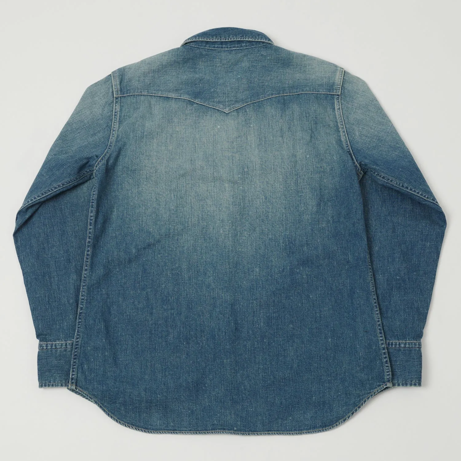 Full Count 4894HW Washed Western Denim Shirt - Rough Heavy Wash sold by Son of a Stag product image thumbnail 5