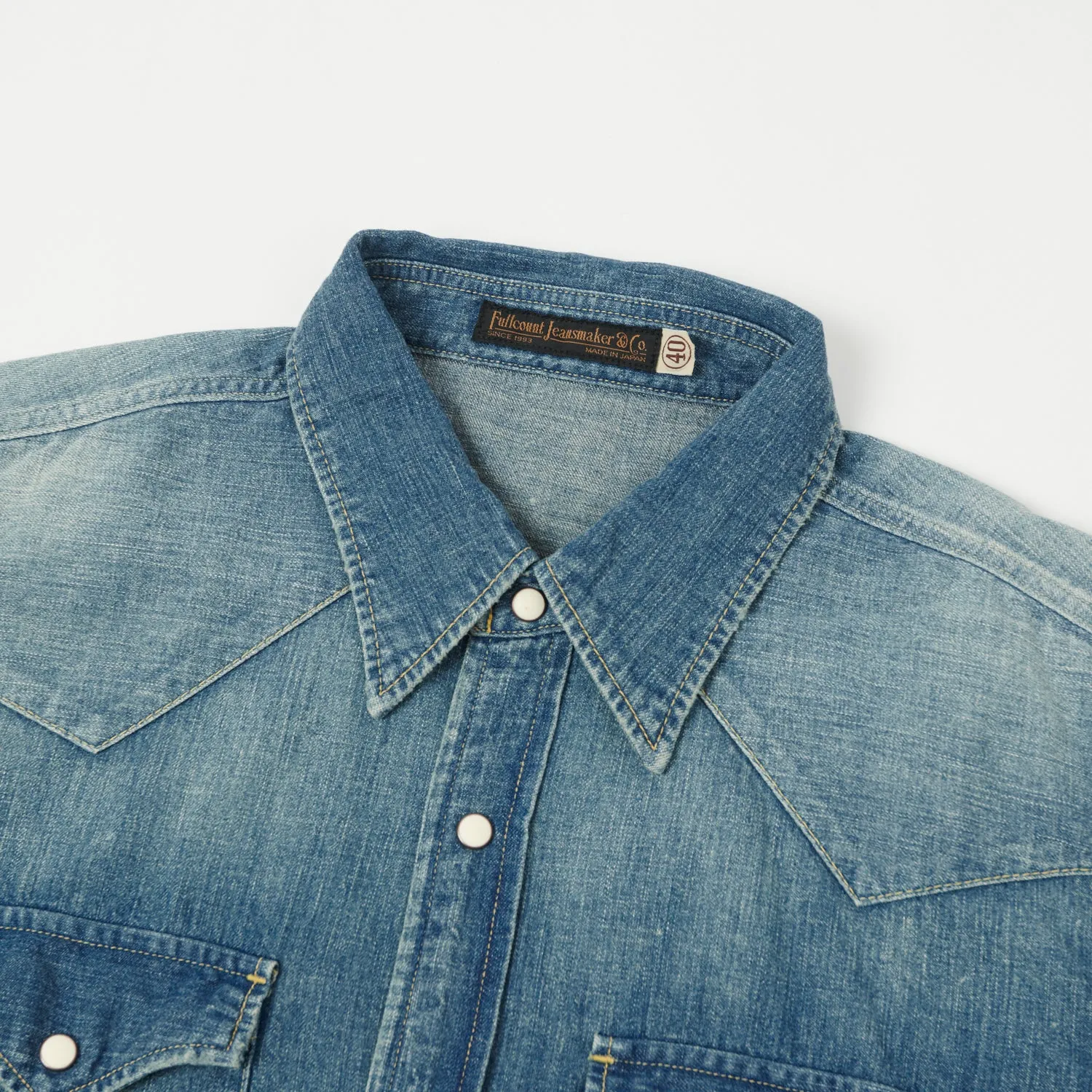 Full Count 4894HW Washed Western Denim Shirt - Rough Heavy Wash sold by Son of a Stag product image thumbnail 2