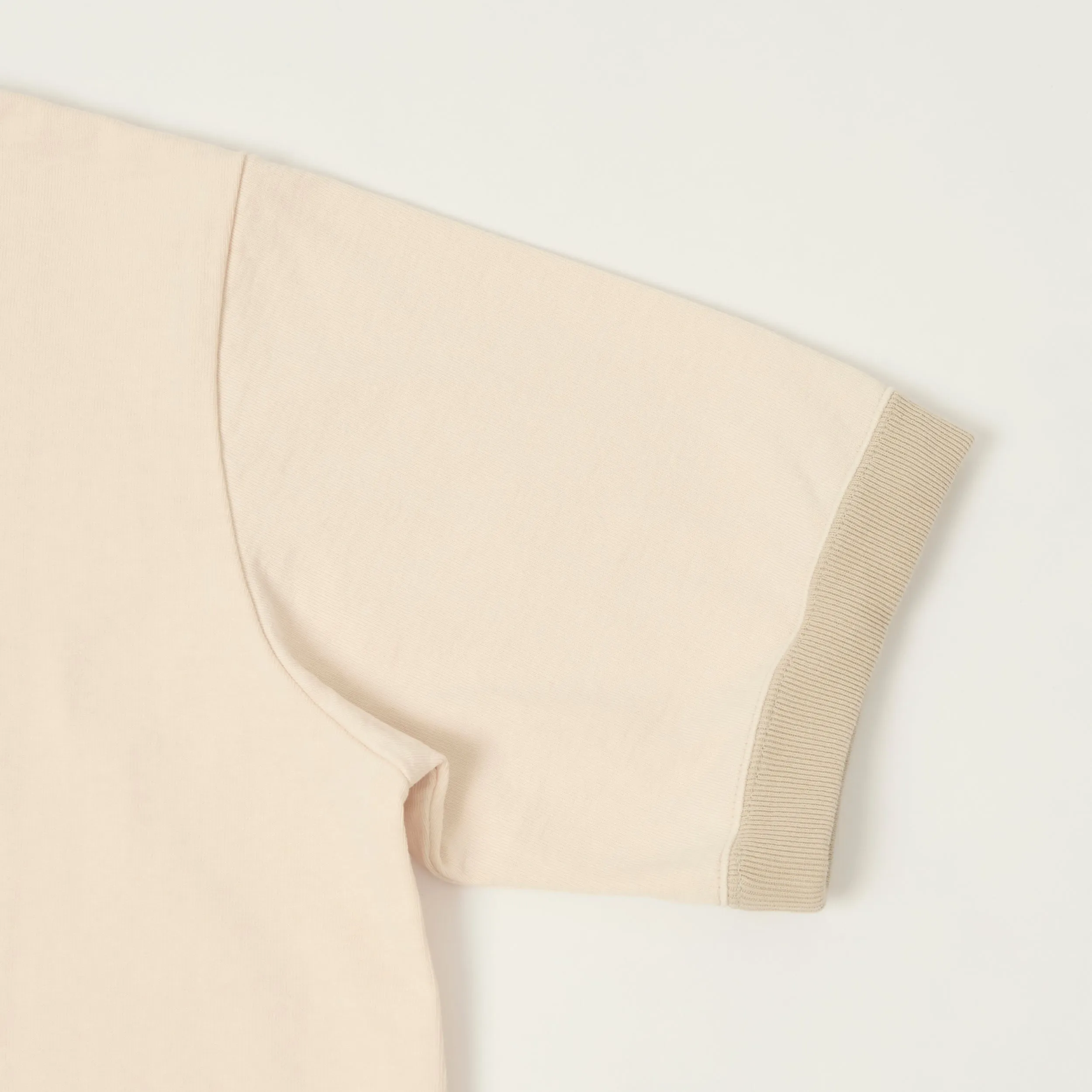 Jackman Dotsume Rib T-Shirt - Shell Pink/Dark Beige sold by Son of a Stag product image thumbnail 4