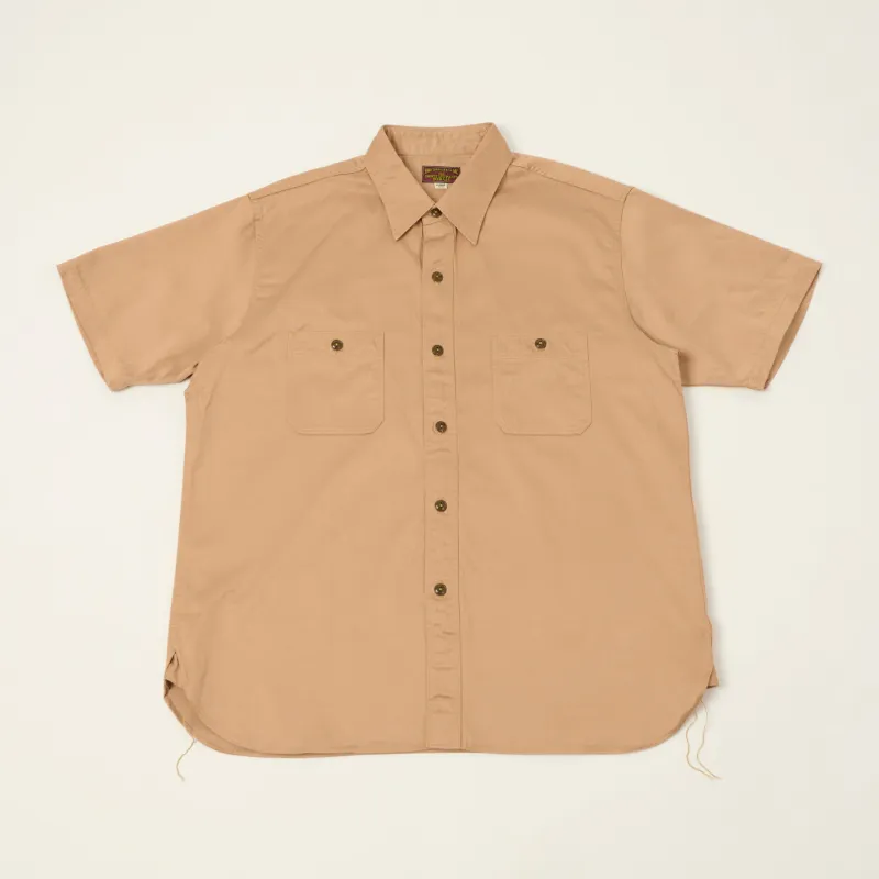 Buzz Rickson's Open Pocket Short Sleeve Herringbone Work Shirt - Beige made by Buzz Rickson’s
