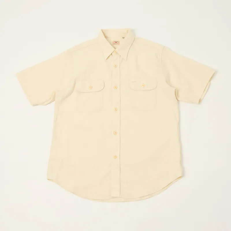 Sugar Cane Short Sleeve Chambray Work Shirt - White made by Sugar Cane