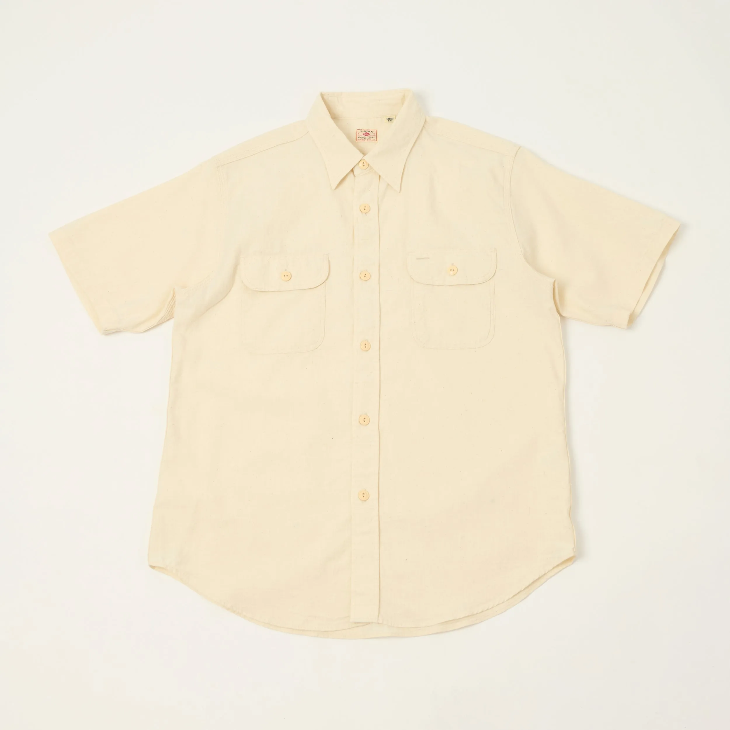 Sugar Cane Short Sleeve Chambray Work Shirt - White sold by Son of a Stag