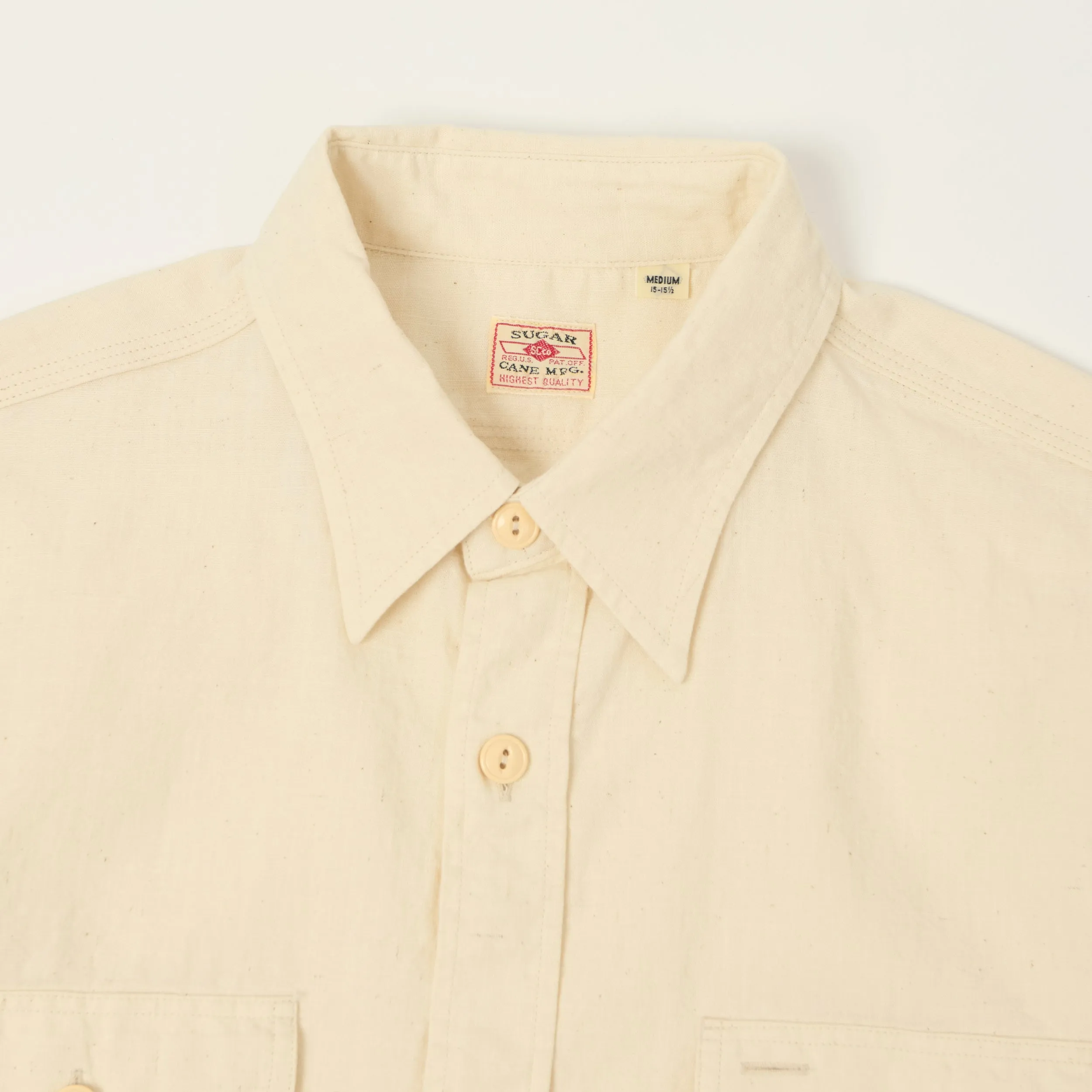 Sugar Cane Short Sleeve Chambray Work Shirt - White sold by Son of a Stag product image thumbnail 2