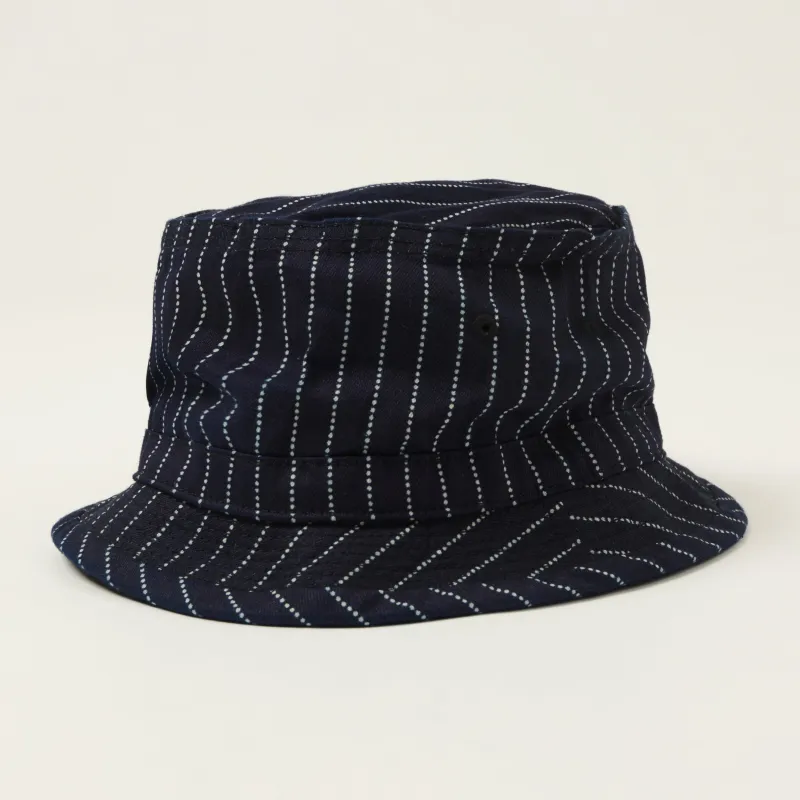 Sugar Cane Wabash Stripe Porkpie Hat - Indigo made by Sugar Cane