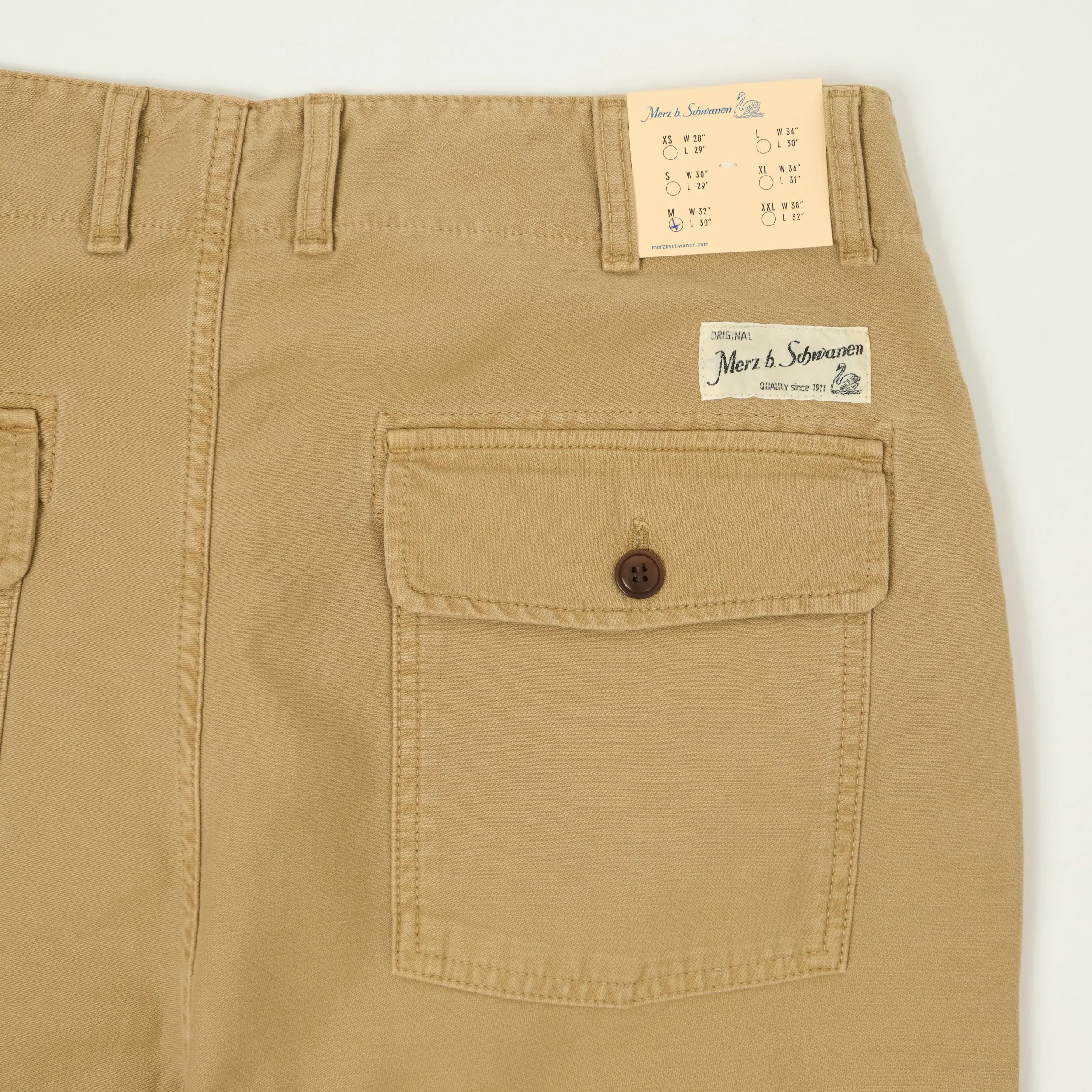 Merz b. Schwanen Reverse Sateen Fatigue Pants - Dusted Khaki sold by Son of a Stag product image thumbnail 2