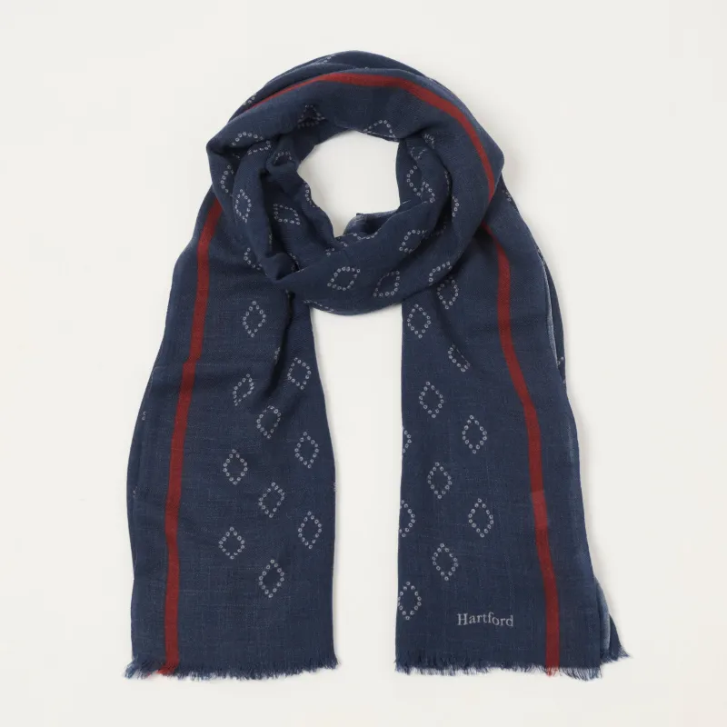 Hartford 'Graphic' Wool Bandana Scarf - Indigo made by Hartford