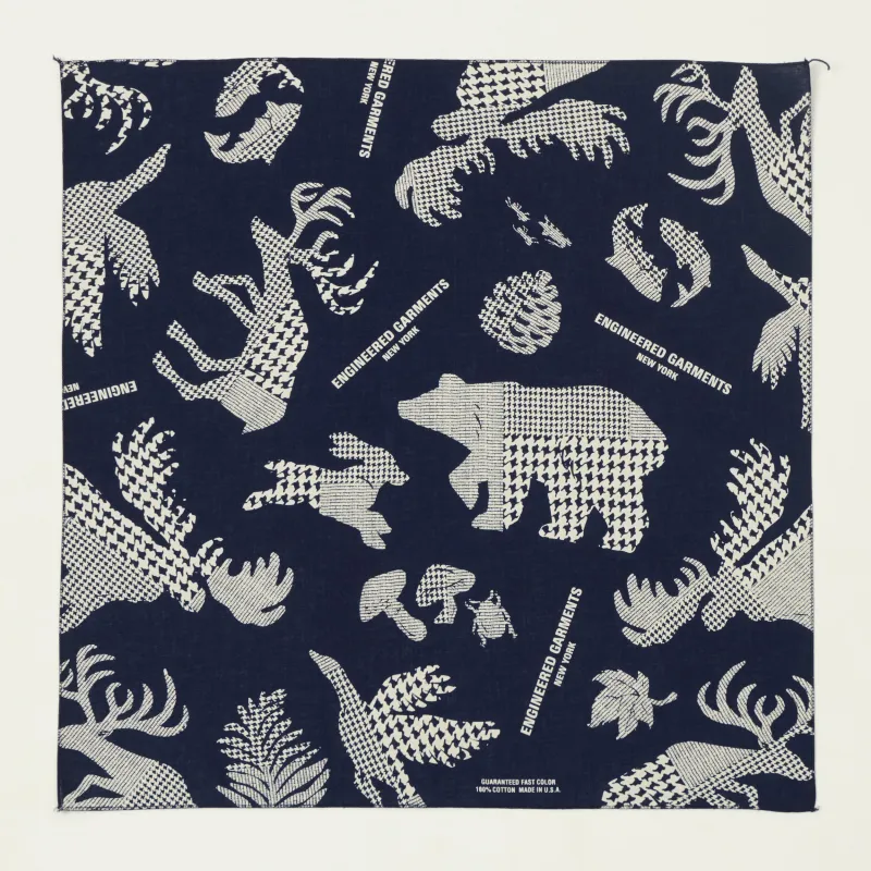 Engineered Garments Animal Print Bandana - Navy made by Engineered Garments
