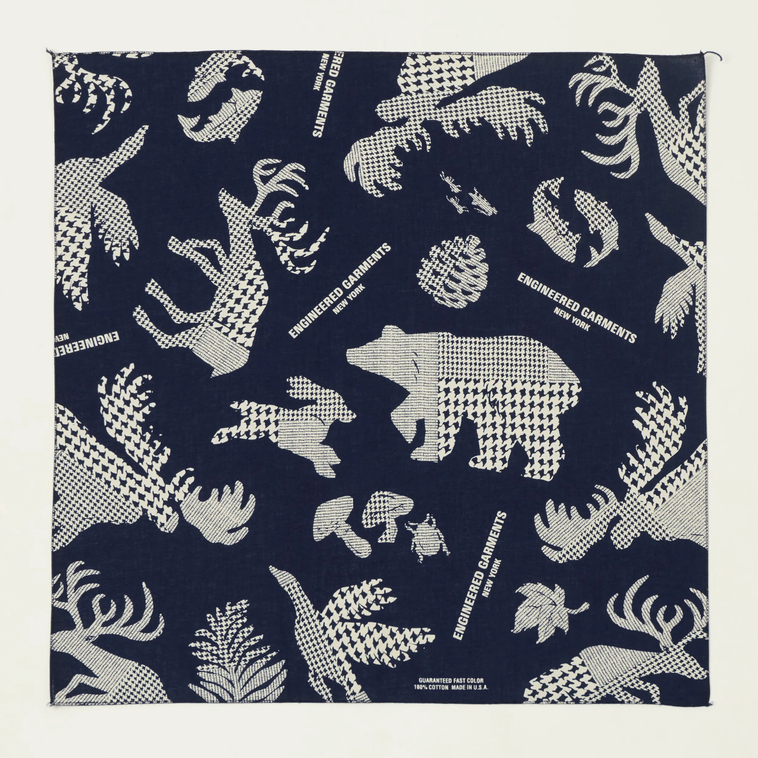 Engineered Garments Animal Print Bandana - Navy sold by Son of a Stag