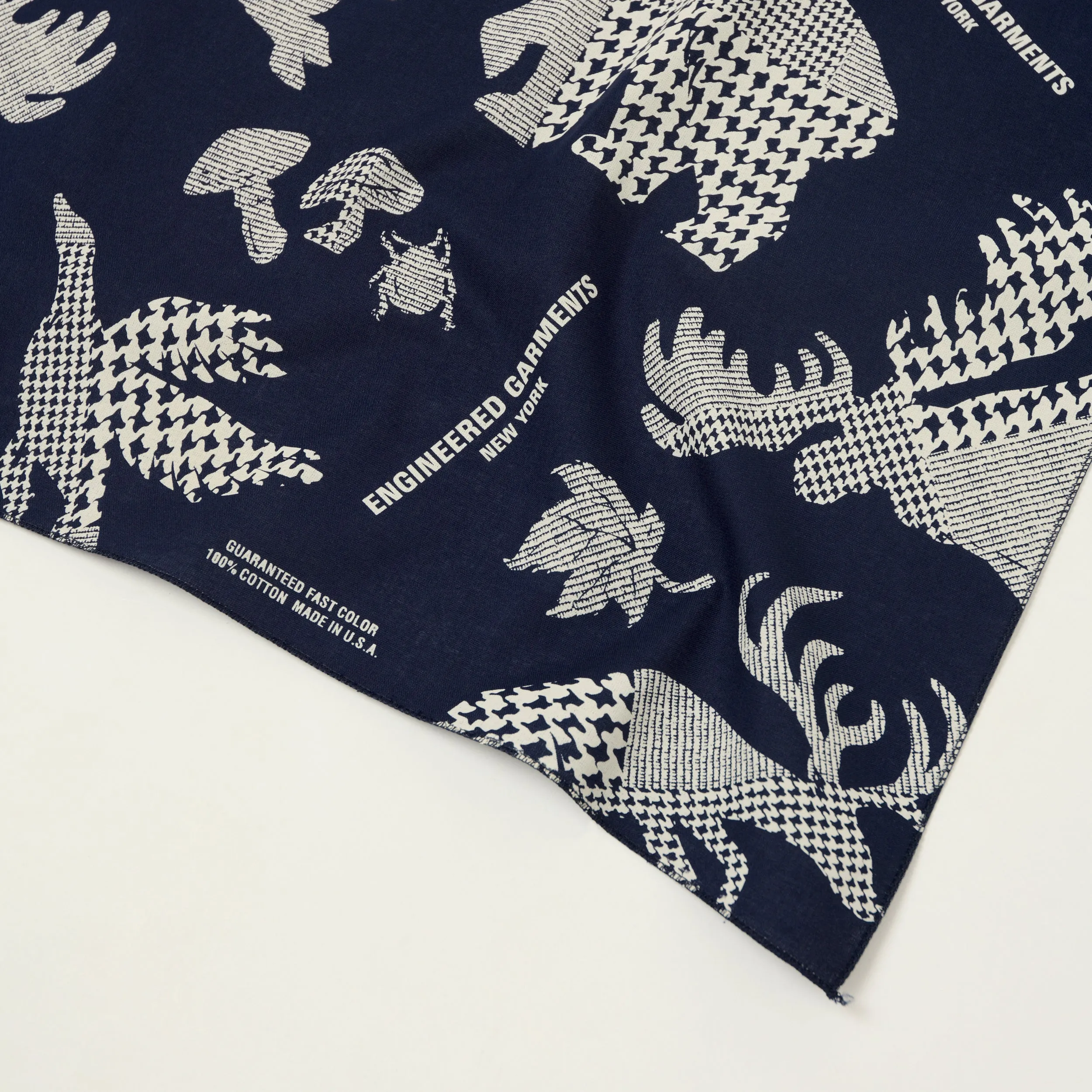 Engineered Garments Animal Print Bandana - Navy sold by Son of a Stag product image thumbnail 2