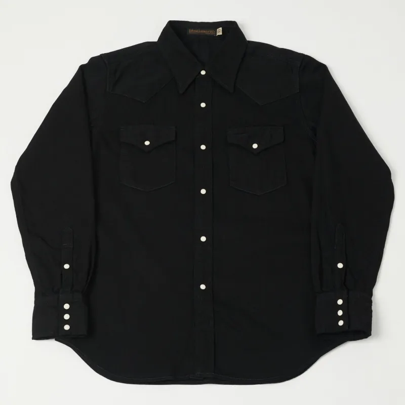 Full Count 4894BKBK Denim Western Shirt - Black made by Full Count