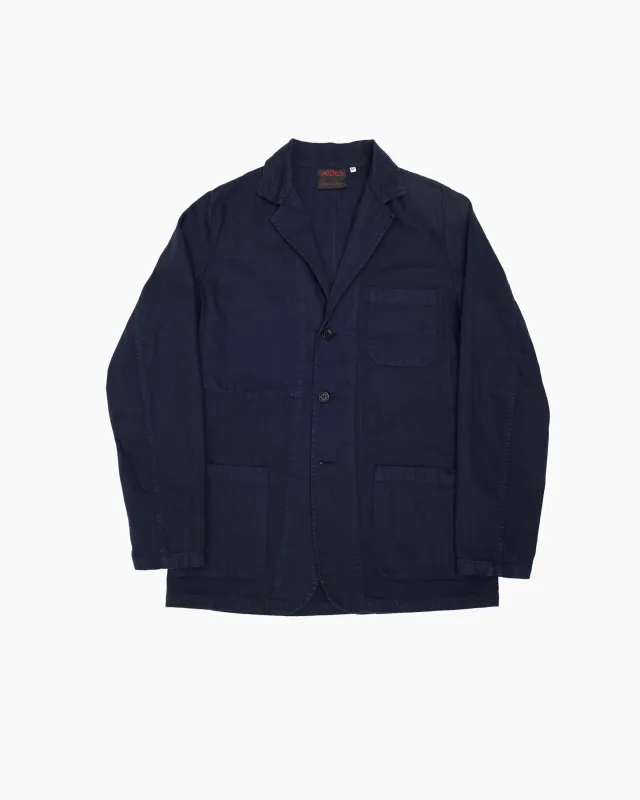 Navy Herringbone Cotton Drill Blazer sold by John Simons