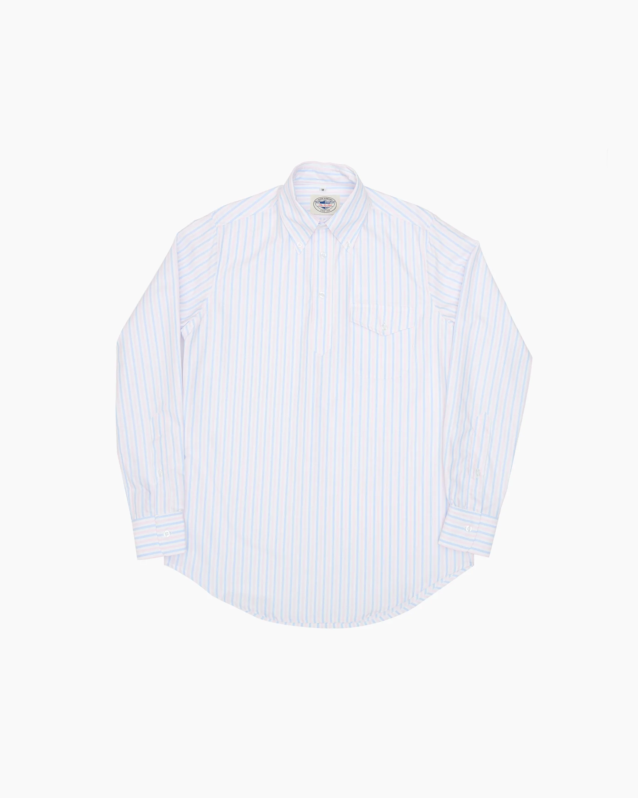 Pink & Blue Stripe Ivy League Popover Shirt sold by John Simons