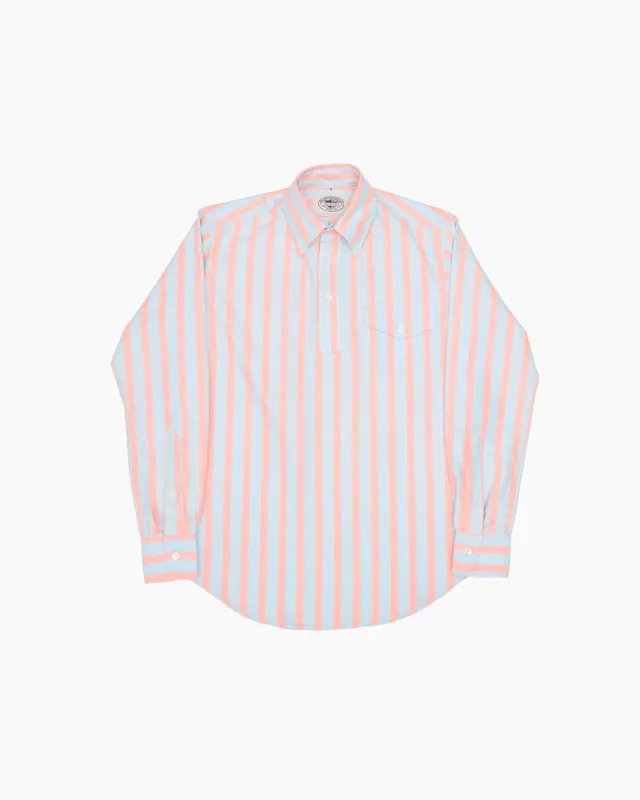 Blue & Peach Wide Stripe Ivy League Popover Shirt sold by John Simons