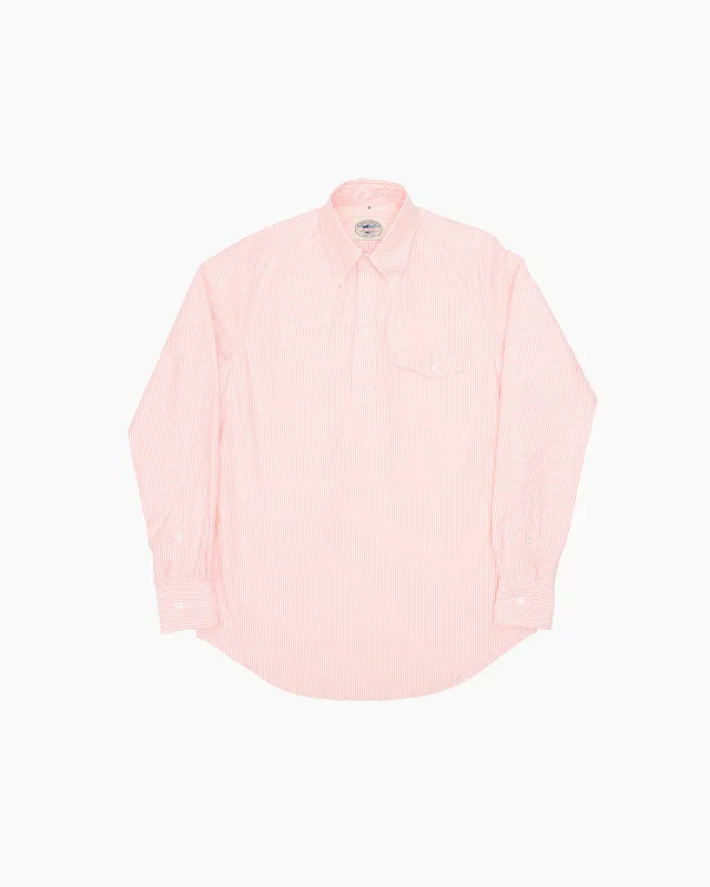 Orange University Stripe Ivy League Popover Shirt sold by John Simons