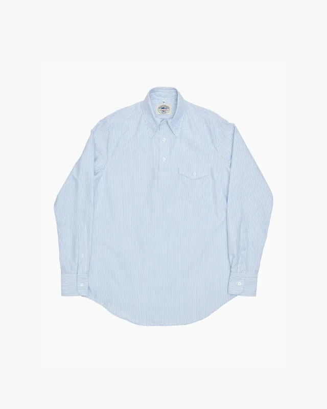 Blue & White University Stripe Ivy League Popover Shirt sold by John Simons