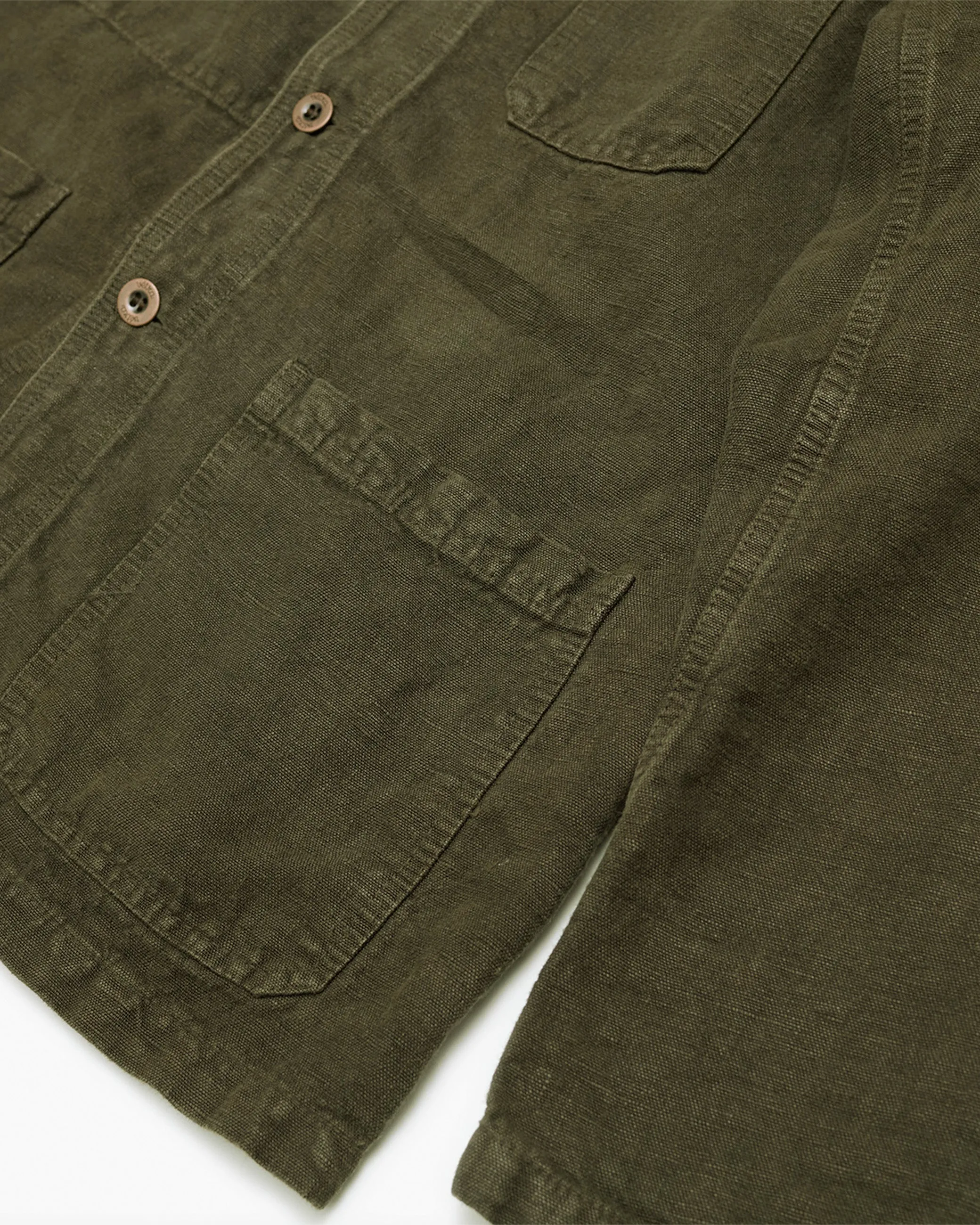 Heavy Linen Workwear Jacket Olive sold by John Simons product image thumbnail 2