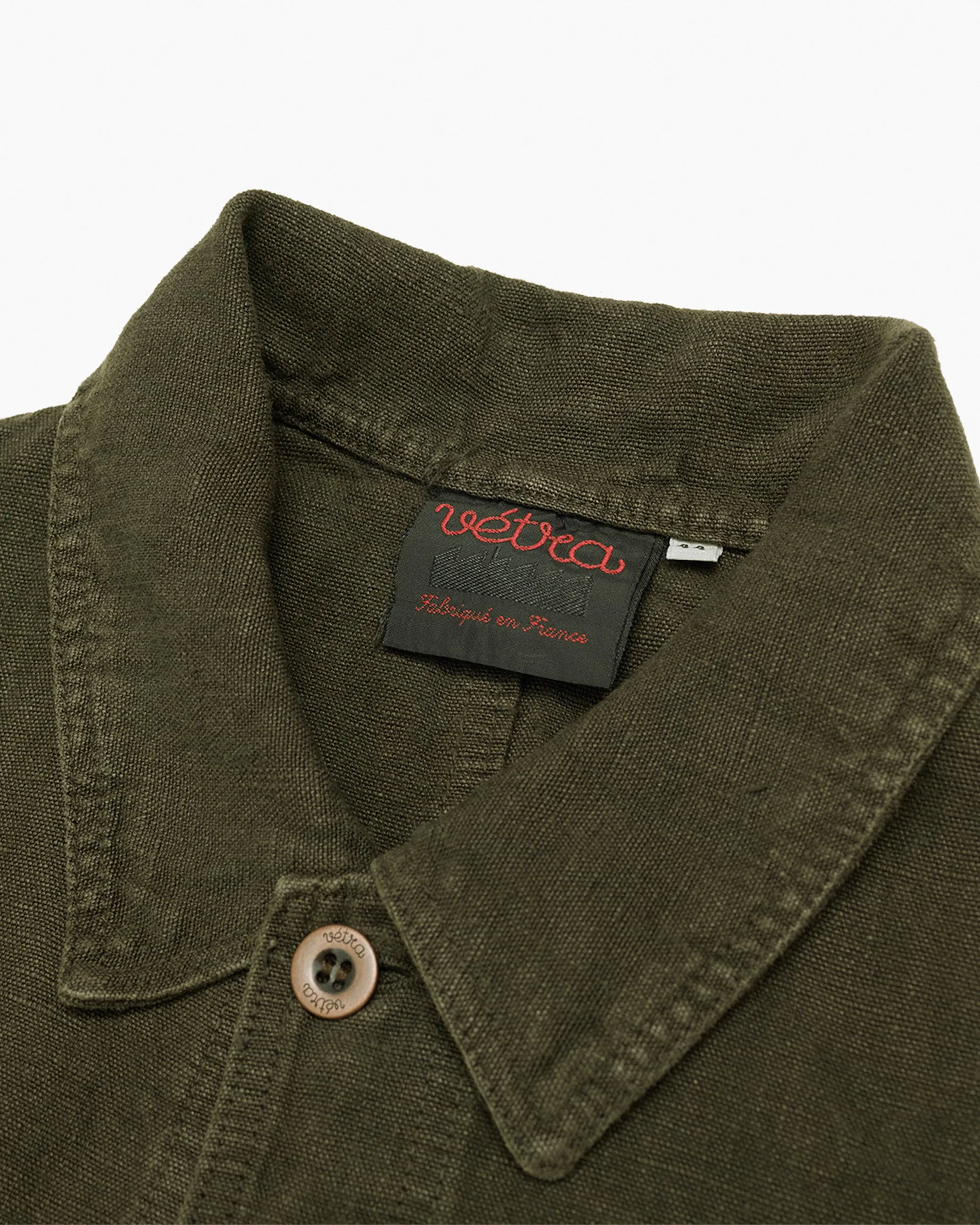 Heavy Linen Workwear Jacket Olive sold by John Simons product image thumbnail 3