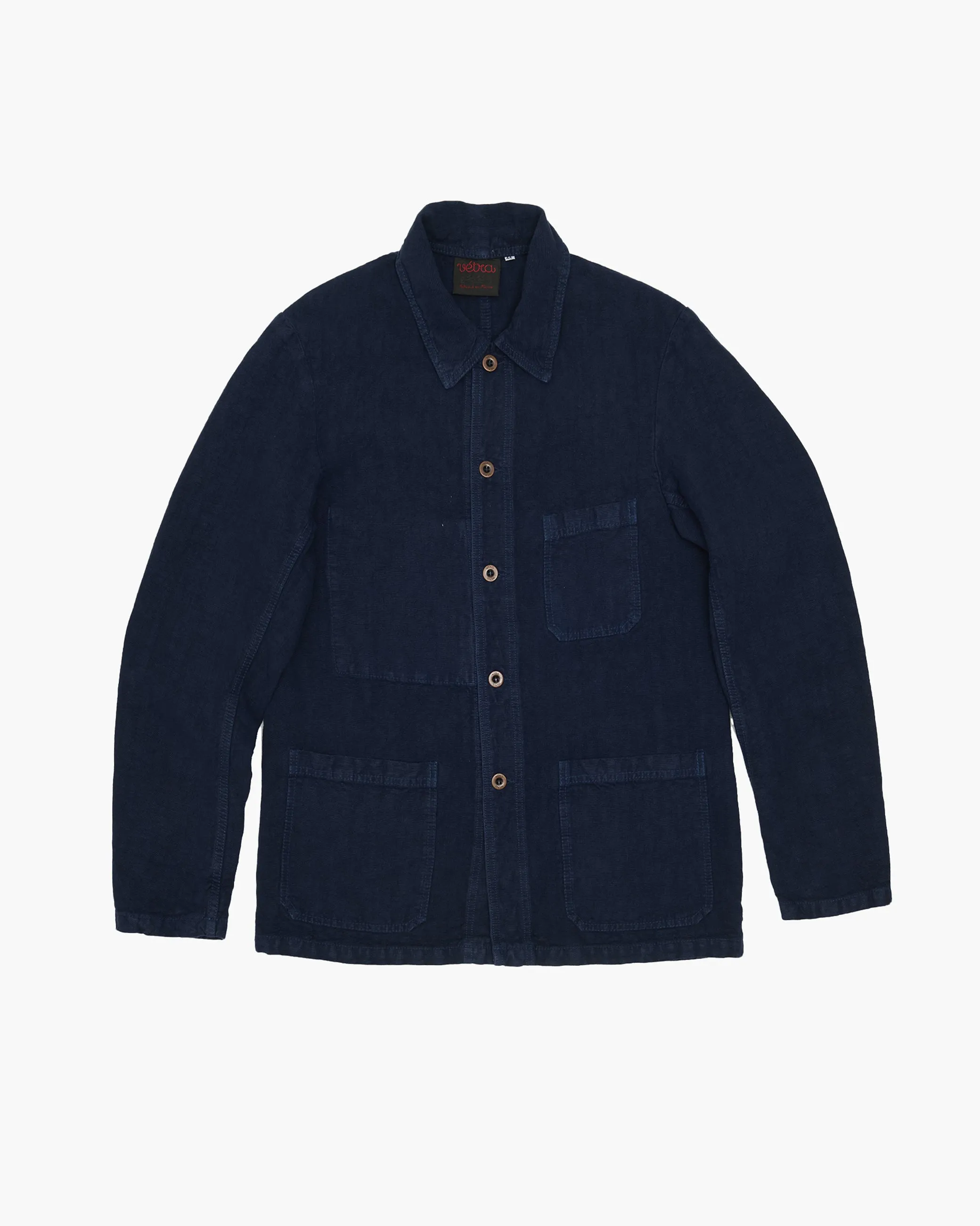 Heavy Linen Workwear Jacket Navy sold by John Simons