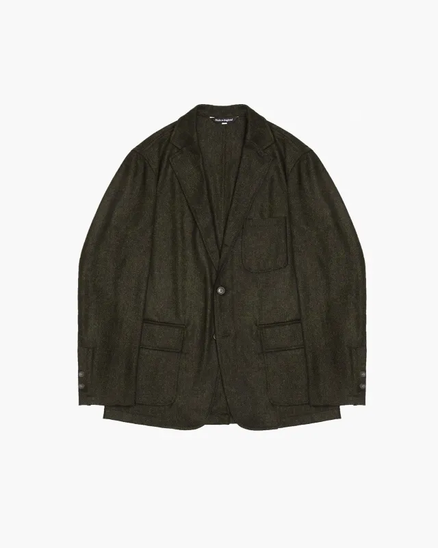 Olive Herringbone Moon Tweed Ivy Jacket sold by John Simons