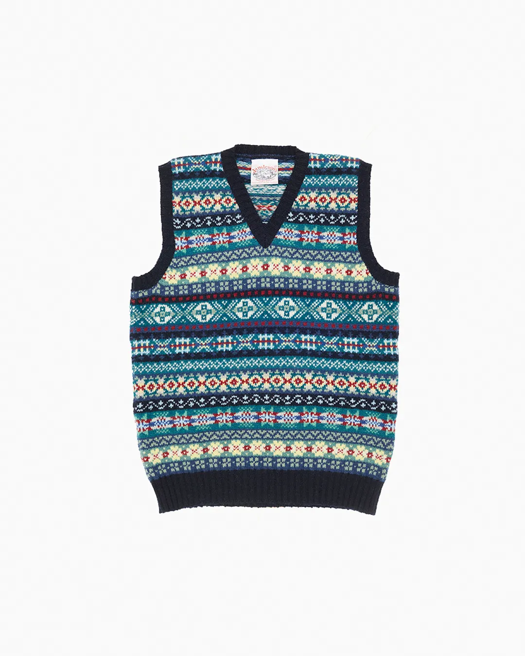 Ivy Winter Blue Fair Isle V-neck Sweater Vest sold by John Simons
