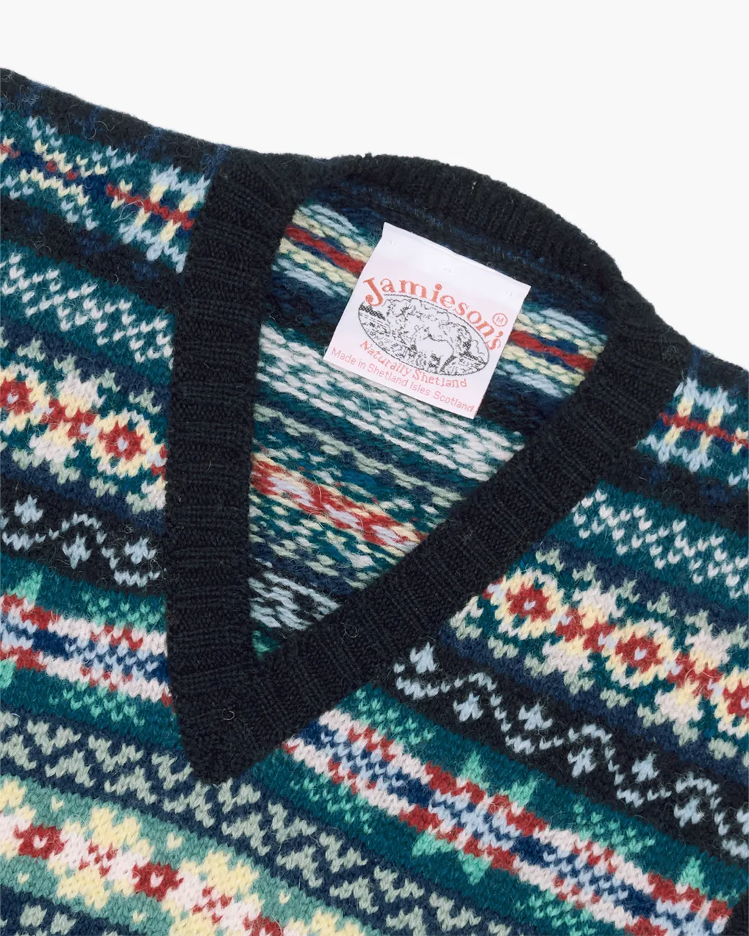 Ivy Winter Blue Fair Isle V-neck Sweater Vest sold by John Simons product image thumbnail 2
