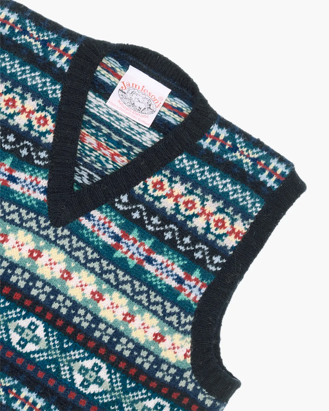 Ivy Winter Blue Fair Isle V-neck Sweater Vest sold by John Simons product image thumbnail 4