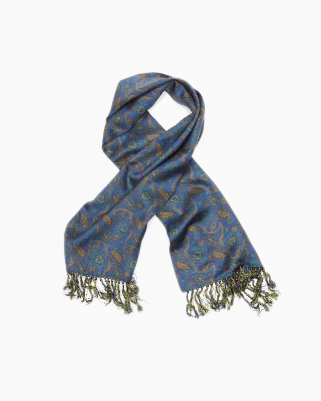 Vintage Royal Blue & Gold Paisley Scarf sold by John Simons