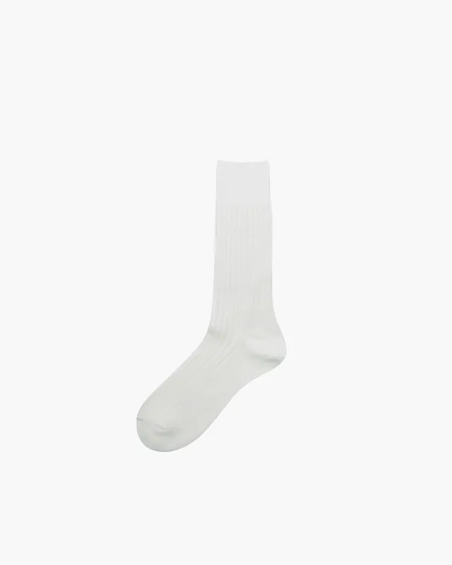 White Short Ribbed Cotton Sock made by ANT45