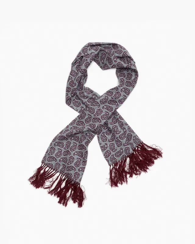 Vintage Light Blue & Burgundy Paisley Scarf sold by John Simons
