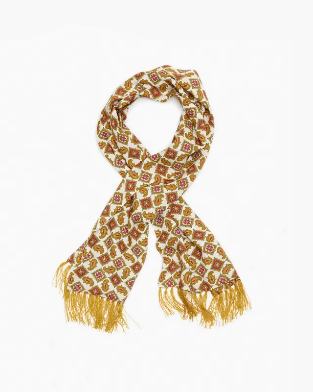Gold Diamond Design Fringed Scarf sold by John Simons
