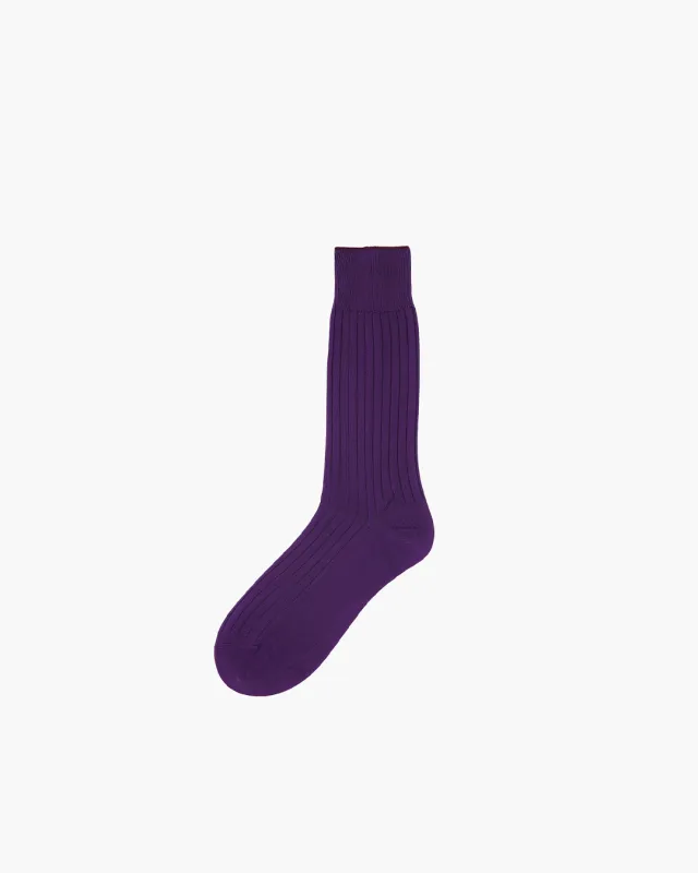 Purple Short Ribbed Cotton Sock sold by John Simons