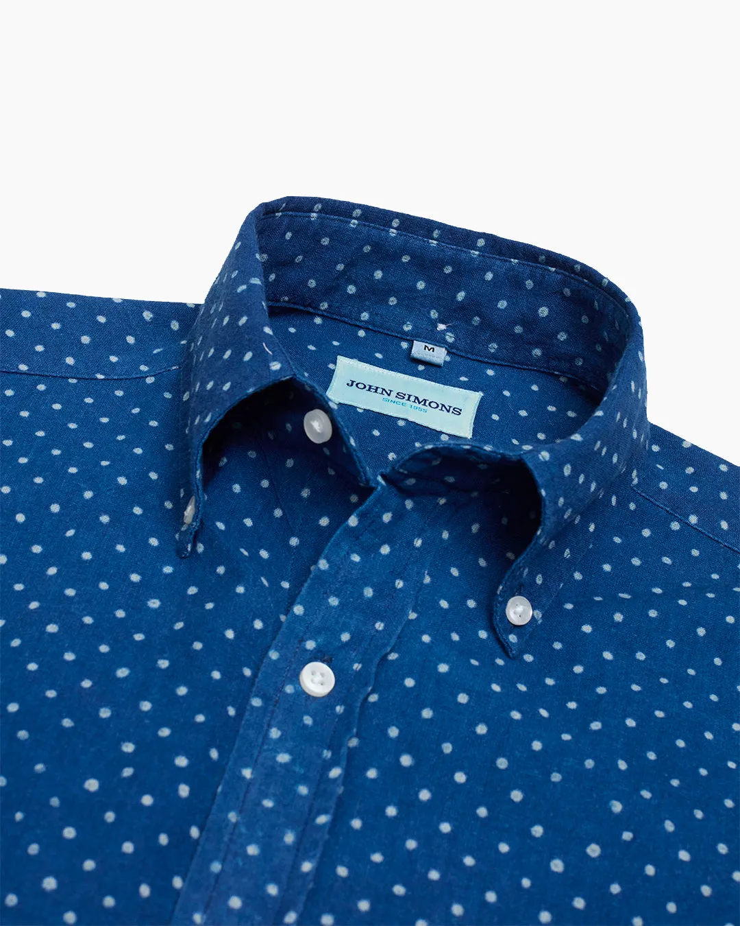 Indigo Polka Dot Handwoven Shirt sold by John Simons product image thumbnail 2