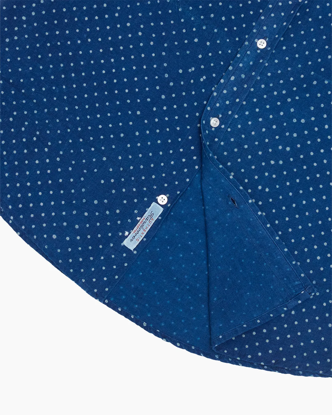 Indigo Polka Dot Handwoven Shirt sold by John Simons product image thumbnail 4