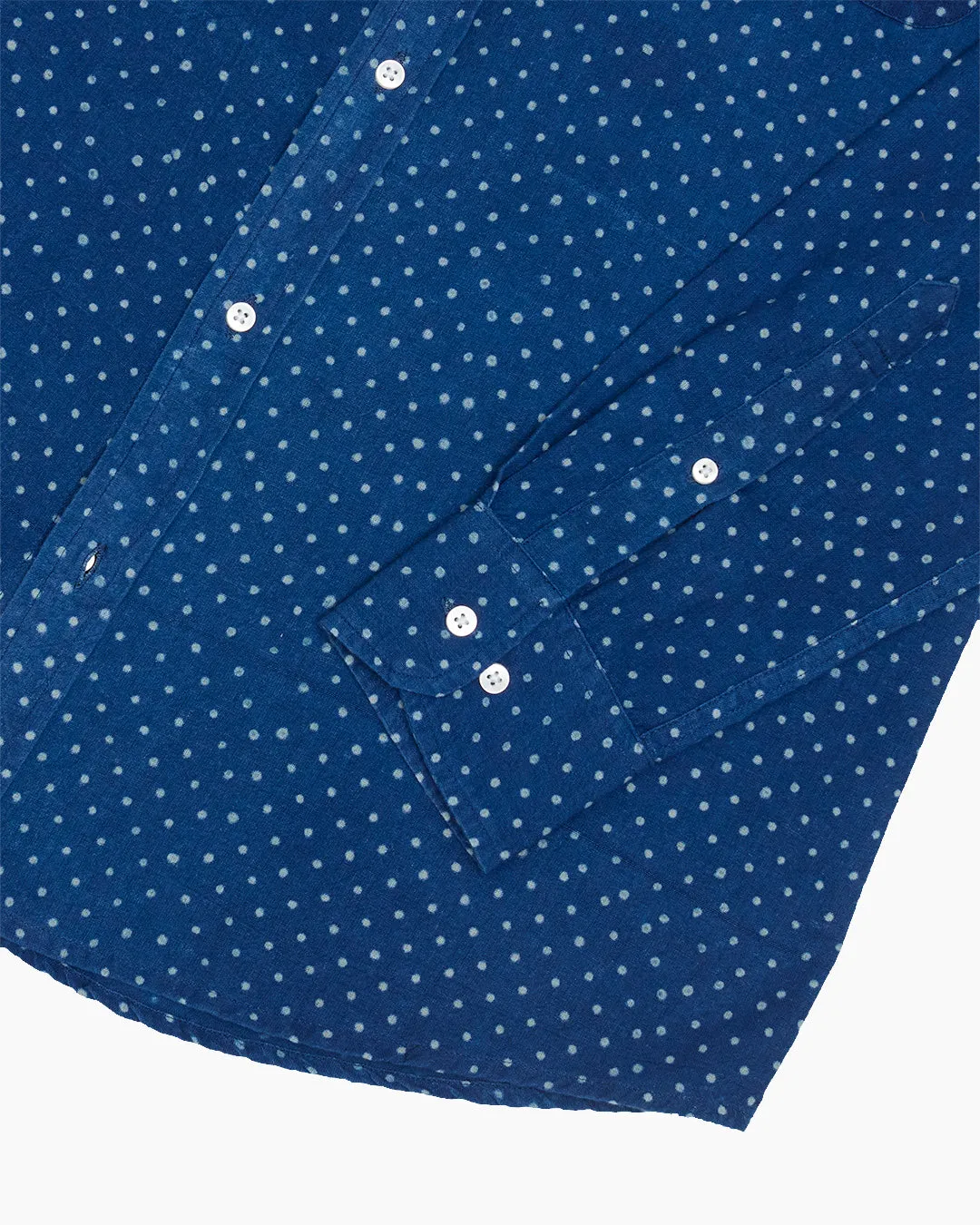 Indigo Polka Dot Handwoven Shirt sold by John Simons product image thumbnail 5